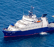 R/V Sally Ride underway in the Pacific Ocean.